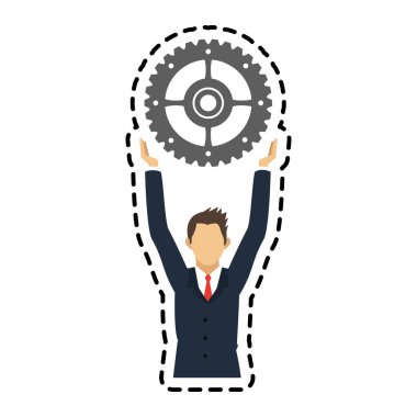 İzole iş adamı ve dişli tasarım