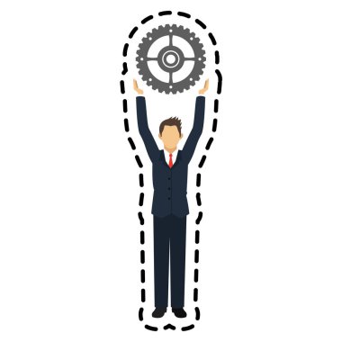 İzole iş adamı ve dişli tasarım