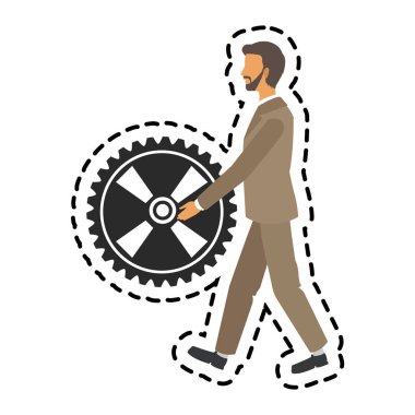 İzole iş adamı ve dişli tasarım