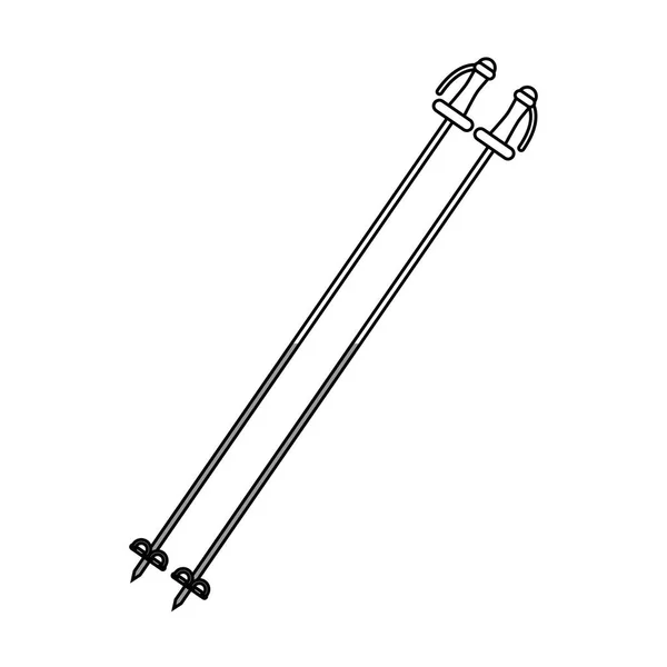 Diseño de bastones de esquí aislados — Vector de stock