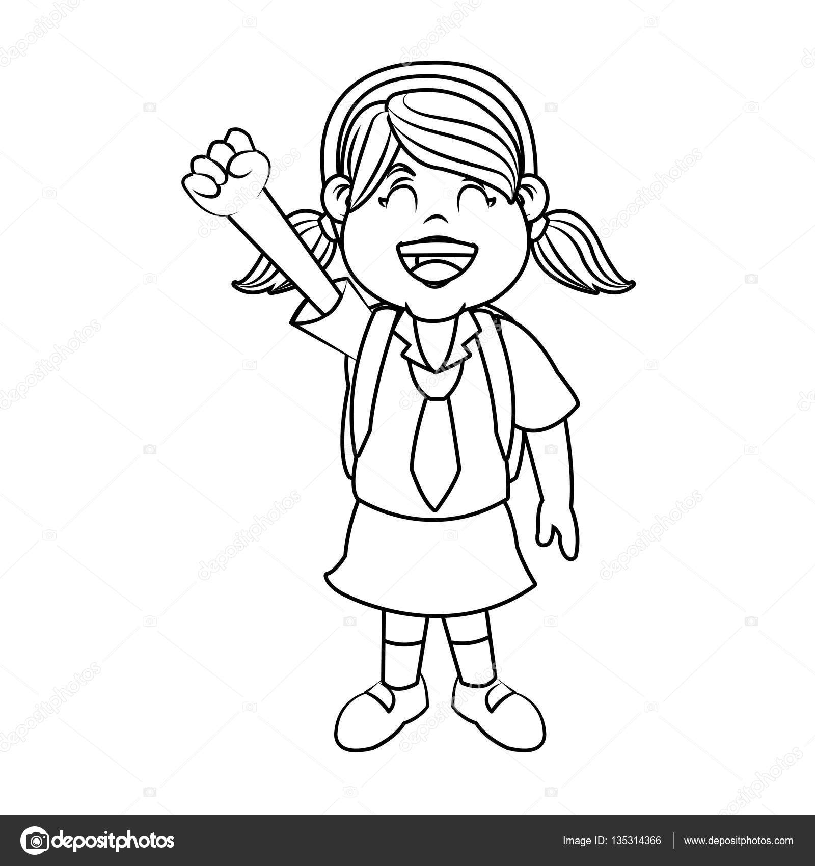 Icona di scuola della ragazza Infanzia del bambino piccolo e la gente tema Isolate per il disegno Illustrazione di vettore — Vettoriali di jemastock