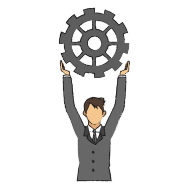 İzole iş adamı ve dişli tasarım