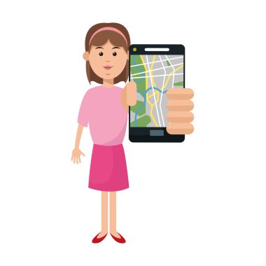 Kadın ve smartphone gps app tasarım ile