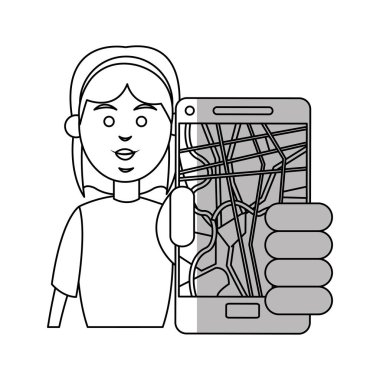 Kadın ve smartphone gps app tasarım ile