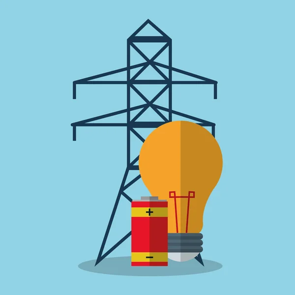 エネルギー タワーと電球のデザイン — ストックベクタ