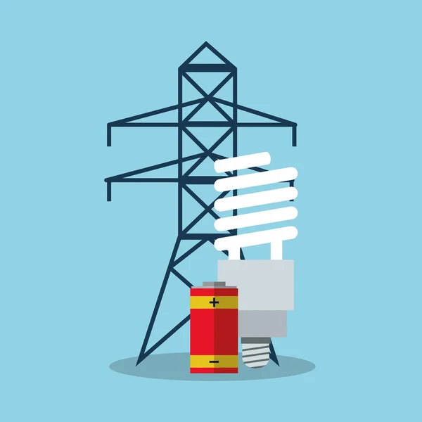 エネルギー タワーと電球のデザイン — ストックベクタ