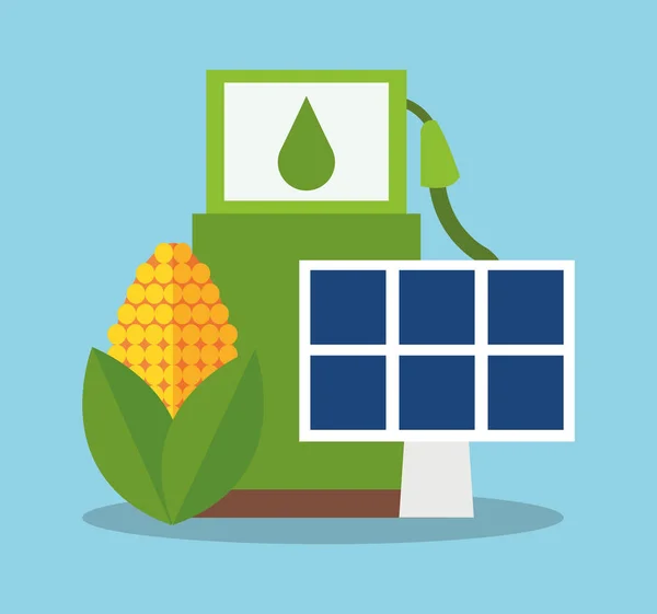 Solpanel för bio-bränsle och majs desigin — Stock vektor