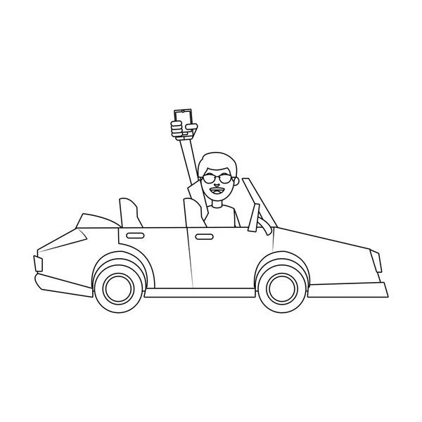 Hombre coche y teléfono inteligente de diseño — Vector de stock