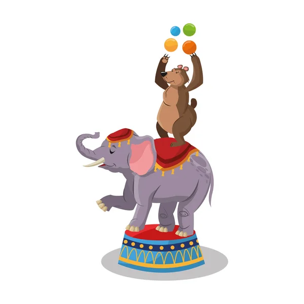 Éléphant et ours de cirque et de carnaval — Image vectorielle