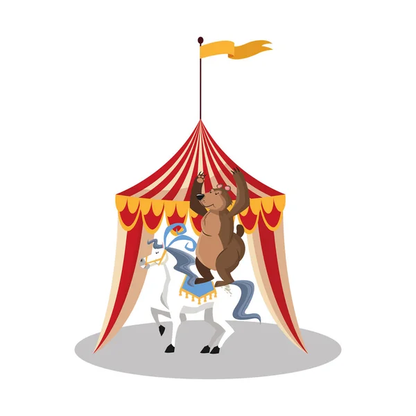 Cavalo e urso de circo e desenho de carnaval —  Vetores de Stock