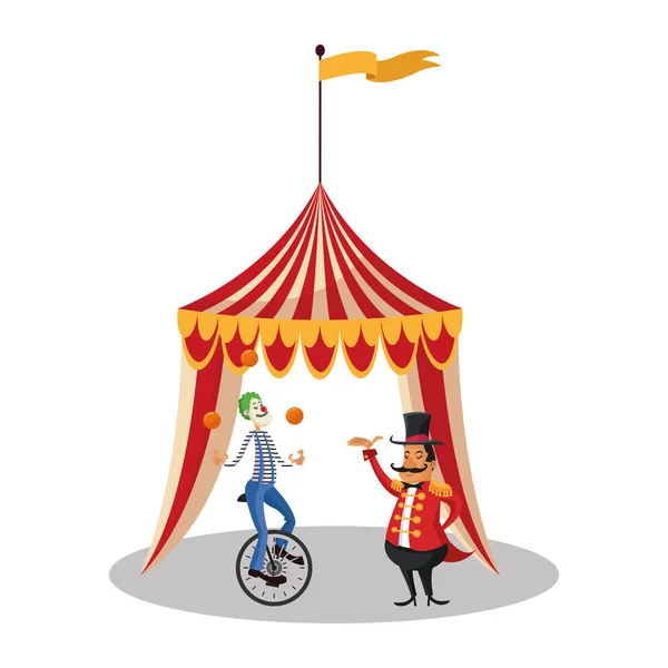 Tent en clown van het circus en Carnaval design — Stockvector