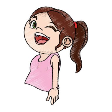 İzole kız çizgi film tasarım