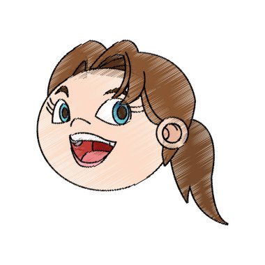 İzole kız çizgi film tasarım