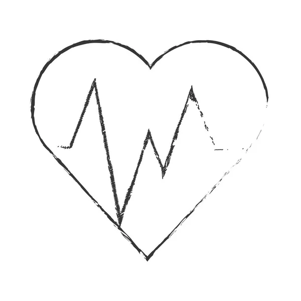 Corazón aislado con diseño de pulso — Vector de stock
