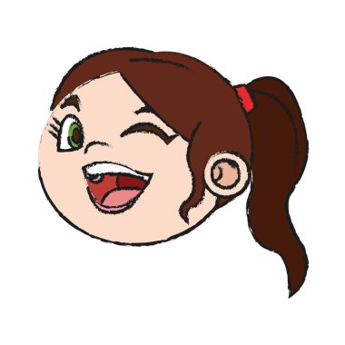 İzole kız çizgi film tasarım