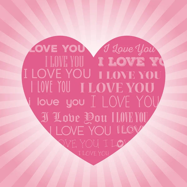 Big pink heart i love you lettering light background — Stock Vector