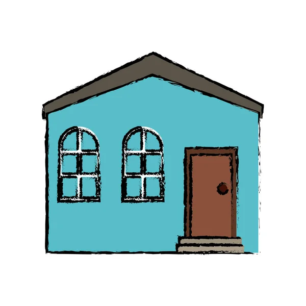 Dessin maison bleue résidence privée structure — Image vectorielle