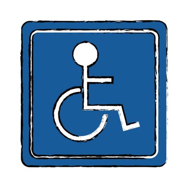 Çizim özürlü tekerlekli sandalye işareti yol