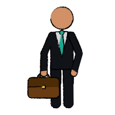 takım elbise portföyü ile çizim karakter iş adamı