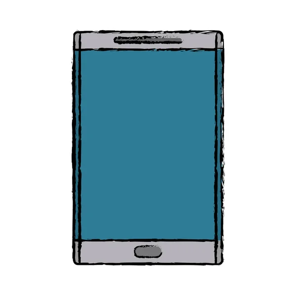 Dessin smartphone appareil mobile écran bleu — Image vectorielle