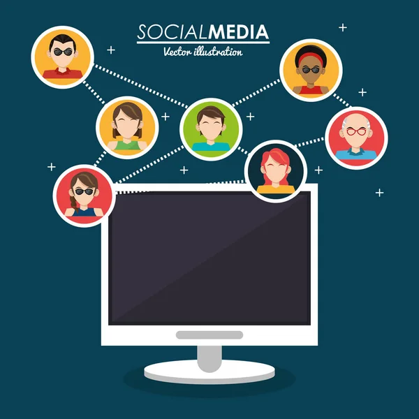 Topluluk sosyal medya bilgisayar sistemi — Stok Vektör