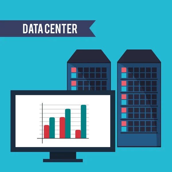 Datové centrum počítač finanční graf — Stockový vektor