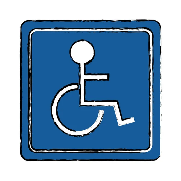 Dessin personne handicapée fauteuil roulant panneau route — Image vectorielle
