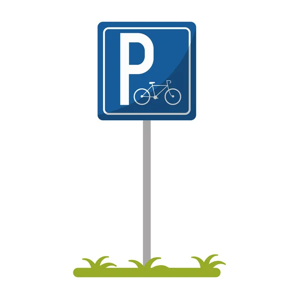 Bicicleta carretera señalización aparcamiento — Vector de stock