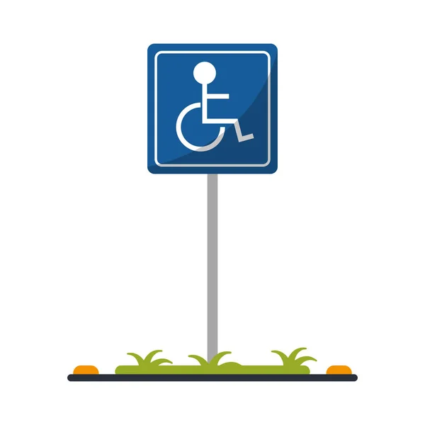 Disabled person wheelchair sign road — Stock Vector