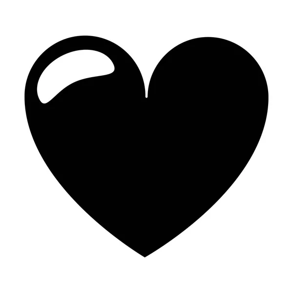 Silhouette love heart romantic symbol — Stock Vector