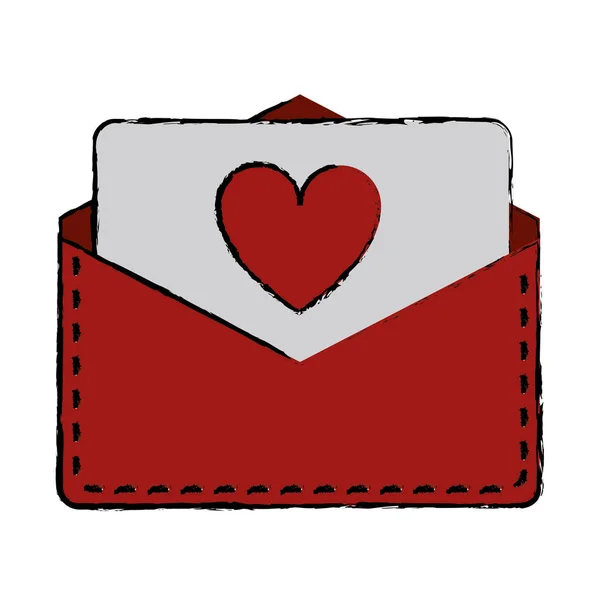 Dibujo amor corazón sobre correo carta de San Valentín — Archivo Imágenes Vectoriales