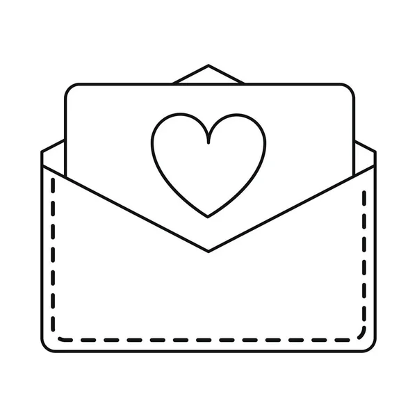 Amor corazón sobre correo valentine carta línea — Vector de stock