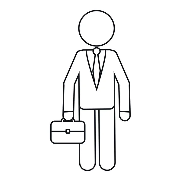 Personaje hombre de negocios con esquema de cartera de traje — Vector de stock