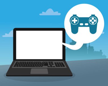 dizüstü bilgisayar konsol kontrol kabarcık sosyal medya şehir arka plan