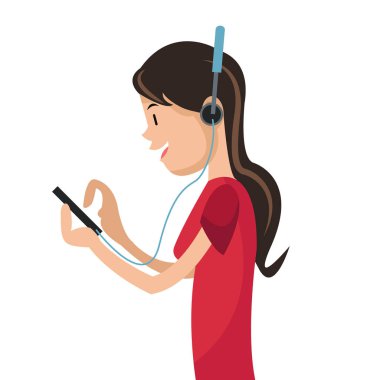 Smartphone kulaklıklar medya kullanan kız