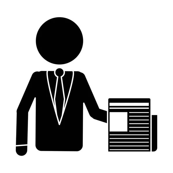 Silhouette business man document work office — Stock Vector