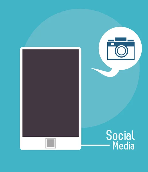 Smartphone bulle appareil photo médias sociaux — Image vectorielle
