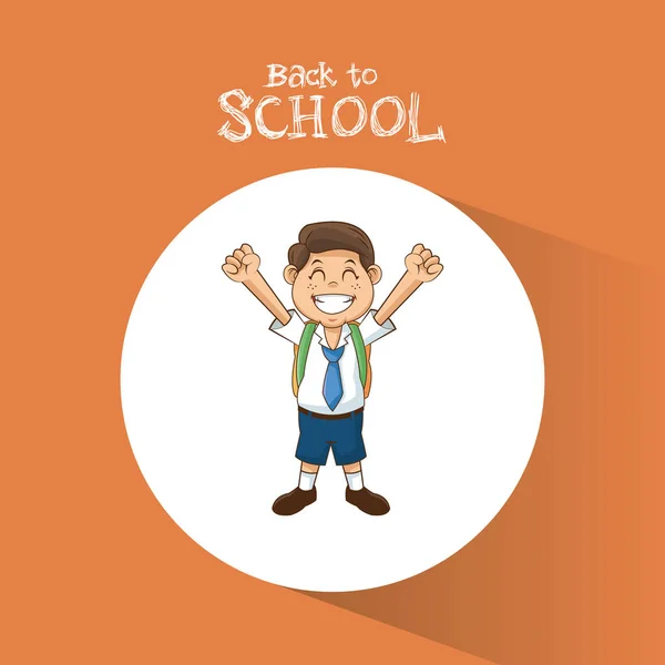 Vissza ehhez: iskolai tanuló fiú boldog egységes nyakkendő — Stock Vector