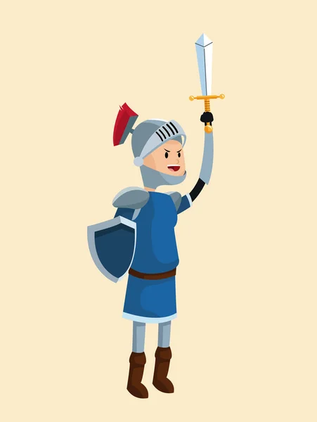Prince chevalier armure épée bouclier — Image vectorielle