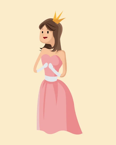 Belleza princesa cuento rosa vestido corona — Vector de stock