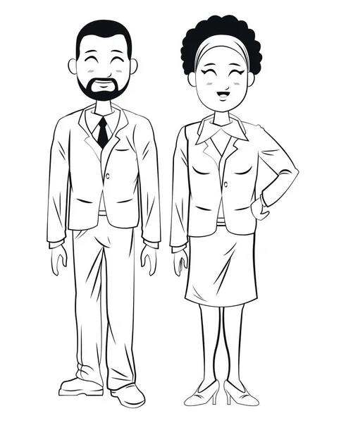 Homme et femme d'affaires collègues esquissent — Image vectorielle