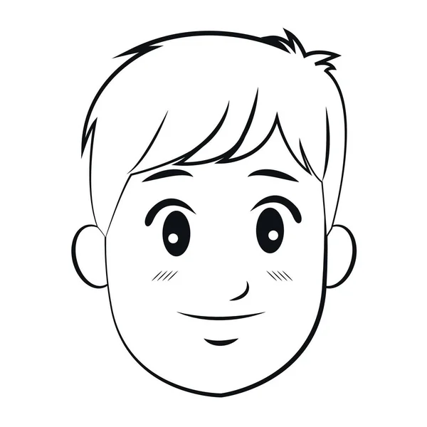 Retrato cabeça homem jovem sorriso esboço — Vetor de Stock