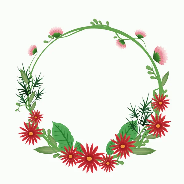 Red flower crown leaf delicate ornament — Stock Vector