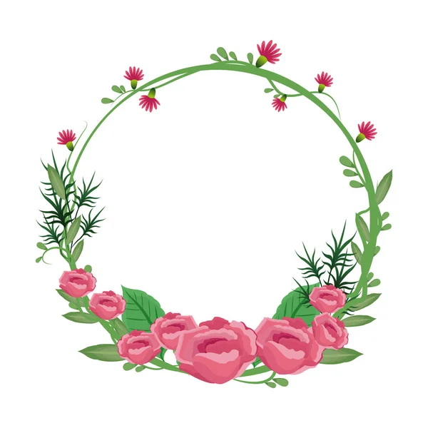 Blume rund Rahmen Kranz Rosen blumig — Stockvektor