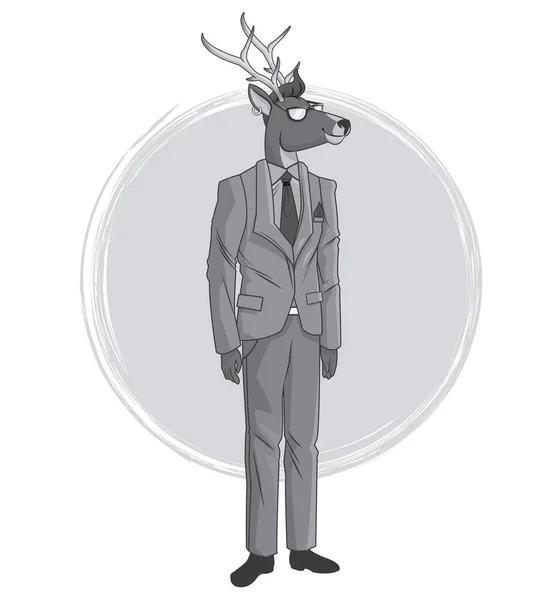 Deer fashion animal hipster white and grey design — Stock Vector