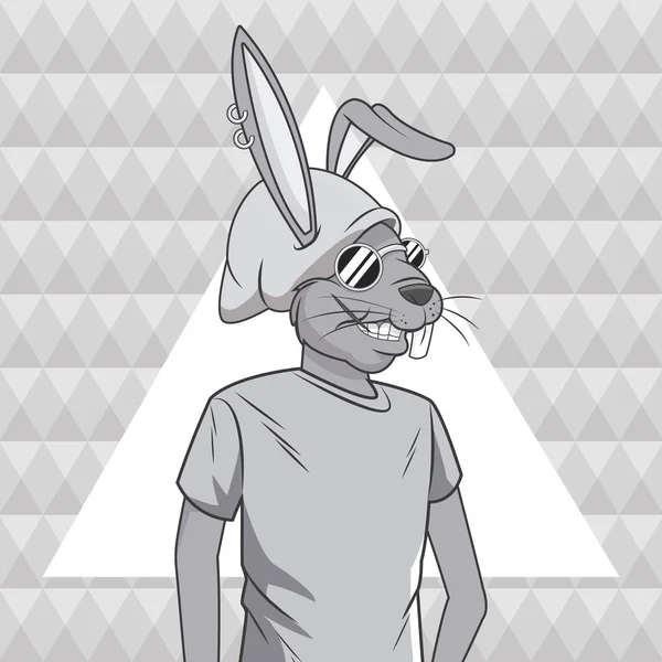 Lapin animal hipster style triangule fond — Image vectorielle