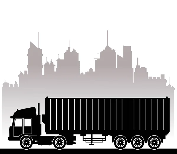 Silhouette LKW städtischen Hintergrund — Stockvektor