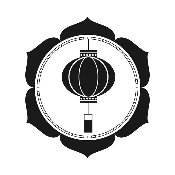 Linterna emblema circular tradicional chino — Vector de stock