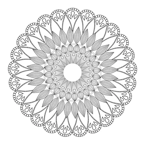 Mandala tribal rond contour décoratif — Image vectorielle