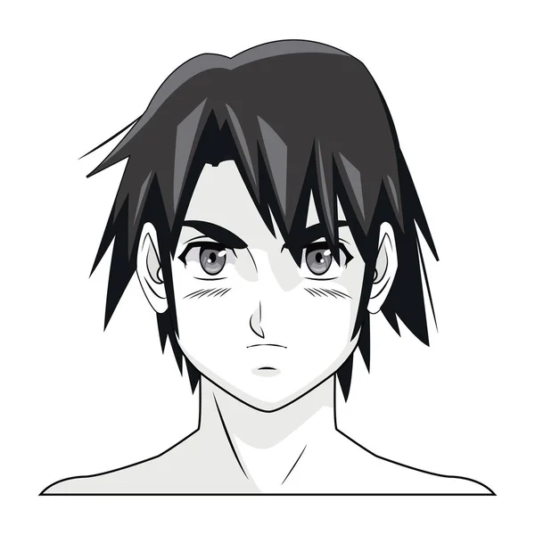 Chłopiec twarz anime manga komiks kreskówka — Wektor stockowy